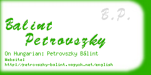 balint petrovszky business card